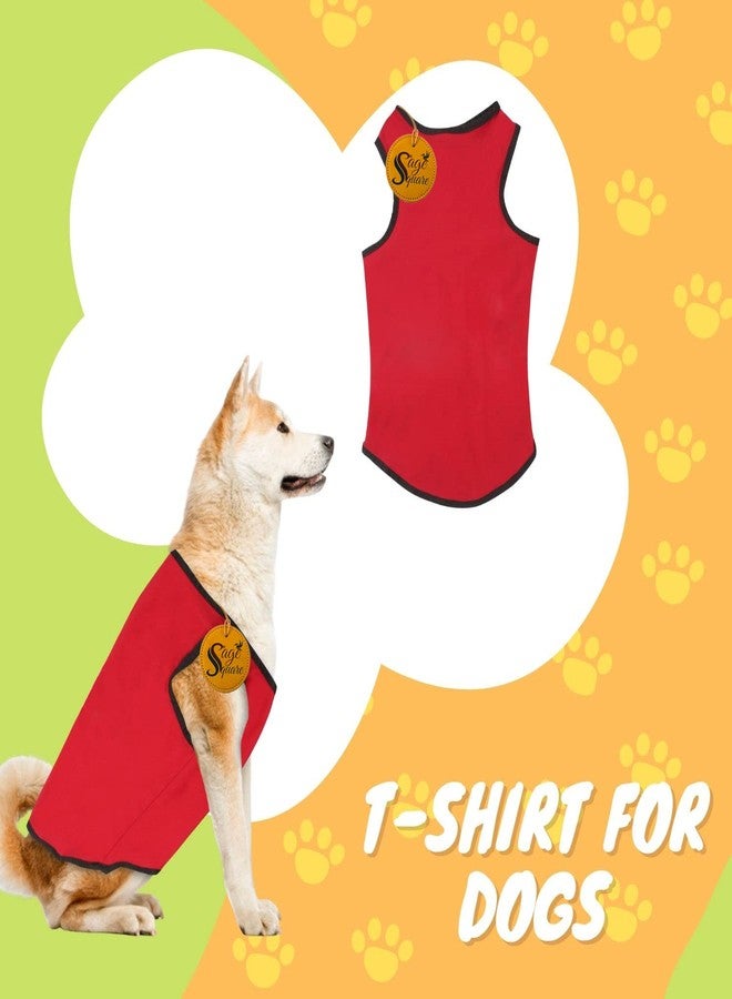 سايج سكوير تيشيرت قطني مريح للكلاب من Sage Square، ناعم وجيد التهوية، بدون أكمام، ملابس للكلاب، توب بدون أكمام للجراء، ملابس عصرية (أحمر) (كبير) (22 بوصة) - Image 3